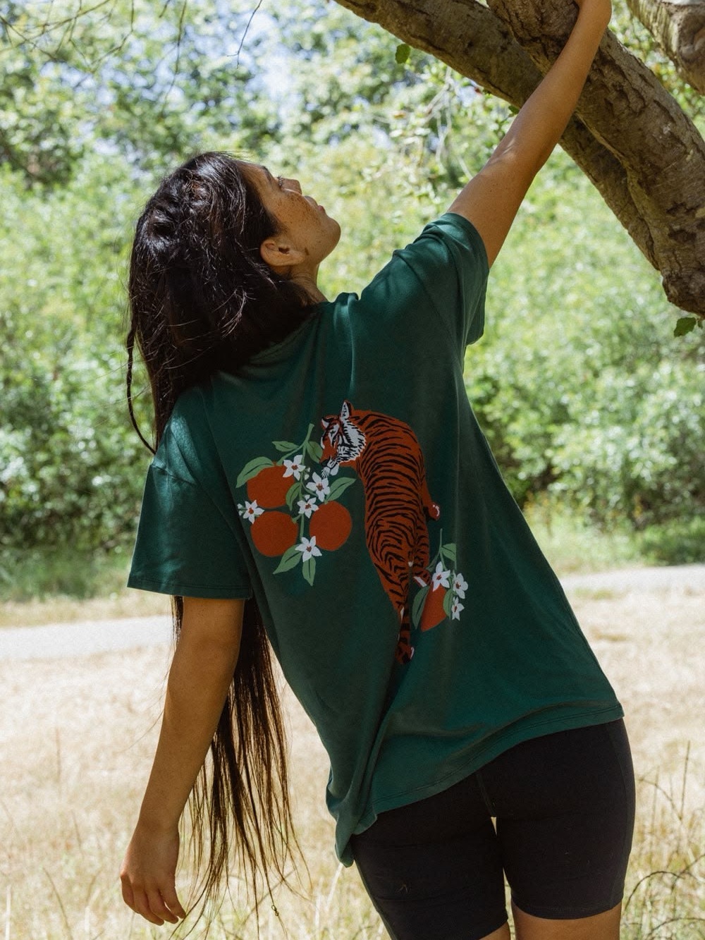 Purusha People Wild & Free Boyfriend Tee in 2X in Forest